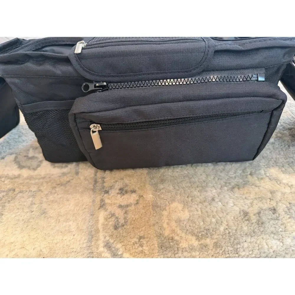 Momcozy Black Insulated Bottle Holder Stroller Organizer Detachable Bag NEW